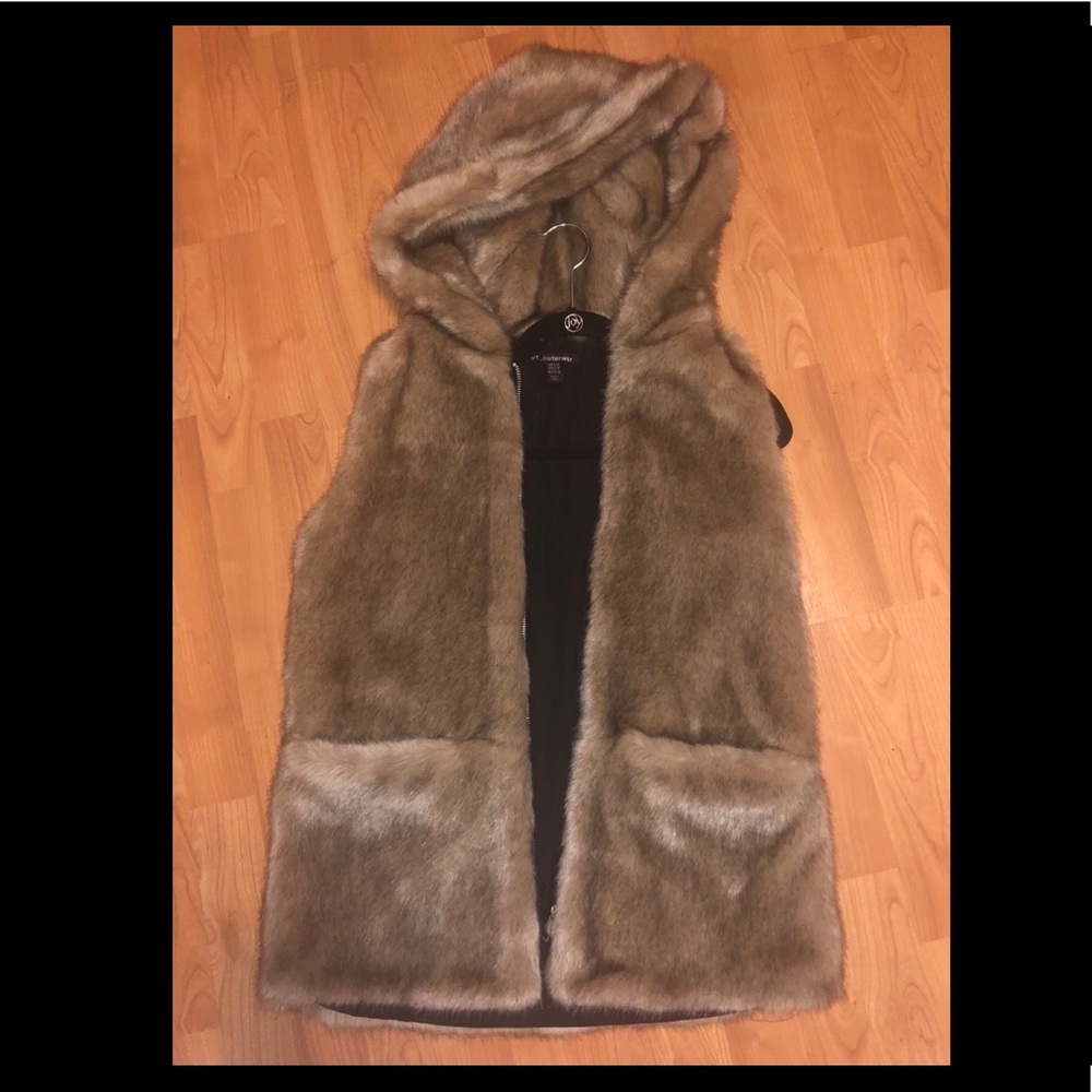 Zara Faux Fur Vest with hood